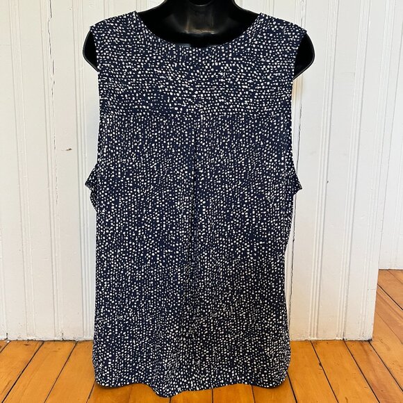 Reitman's Navy & White Self Tie Sleeveless Blouse, Size XXL - Picture 6 of 10